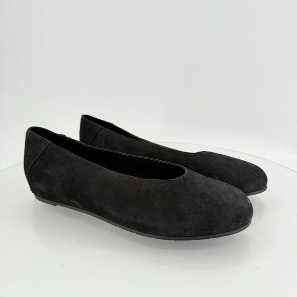 Eileen Fisher Womens Una Hidden Wedge Ballet Flats Size 8 Black Suede Round Toe - Picture 2 of 15